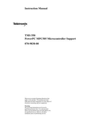 Instruction Manual TMS 550 Powerpc MPC505 Microcontroller Support