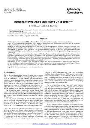 Modeling of PMS Ae/Fe Stars Using UV Spectra�,