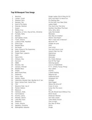 Top 50 Bouquet Toss Songs