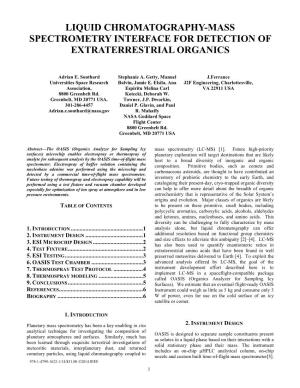 Liquid Chromatography-Mass Spectrometry Interface for Detection of Extraterrestrial Organics