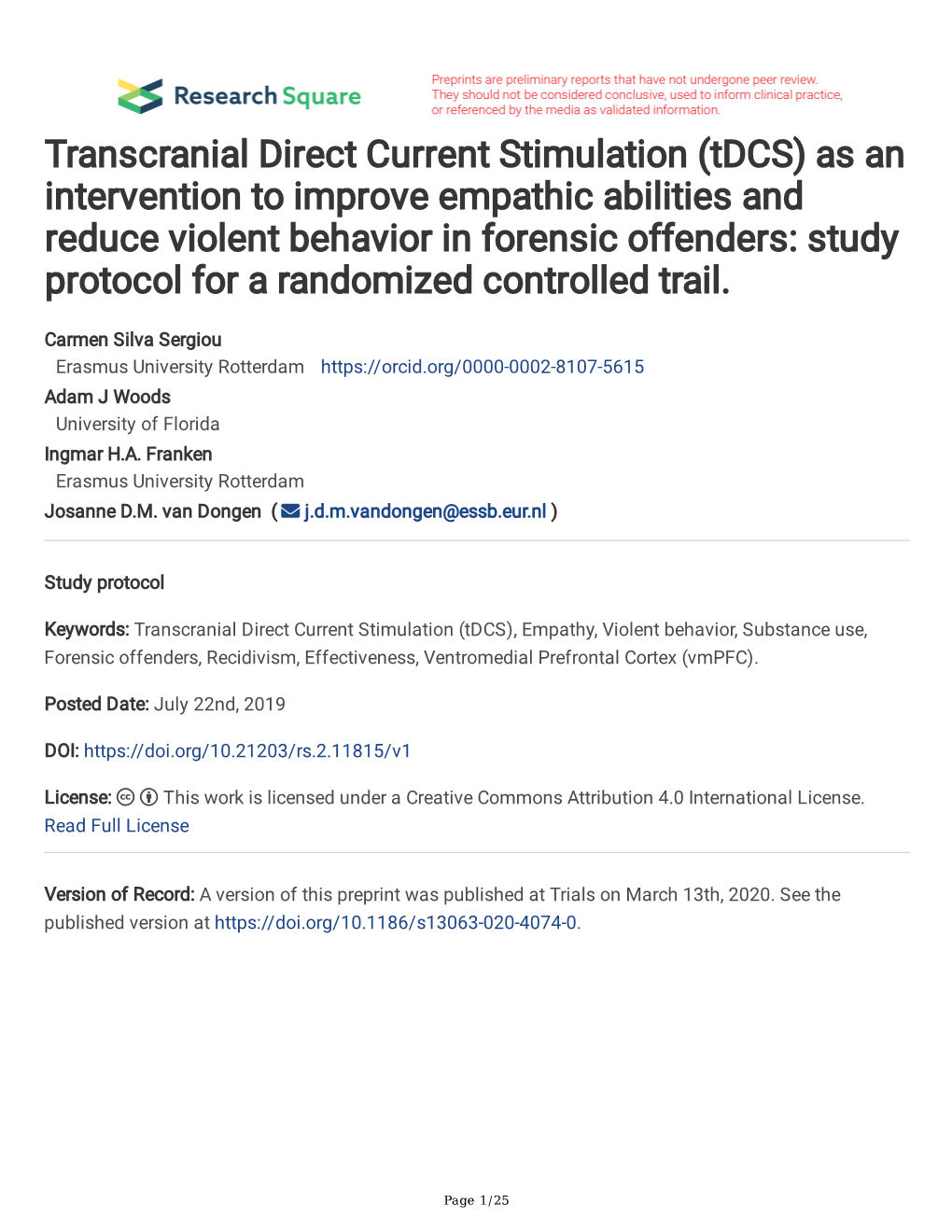 Transcranial Direct Current Stimulation (Tdcs)