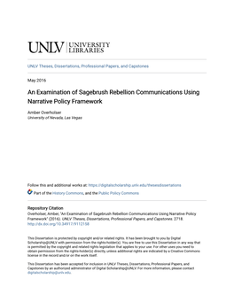 An Examination of Sagebrush Rebellion Communications Using Narrative Policy Framework