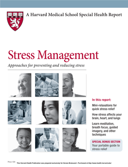 Stress Management Approaches for Preventing and Reducing Stress