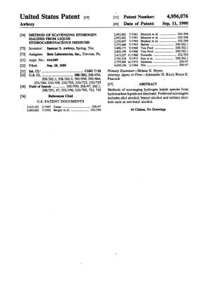 United States Patent to (Ii) Patent Number: 4,956,076 Awbrey (45) Date of Patent: Sep