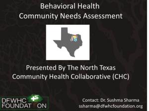 Behavioral Health Community Needs Assessment