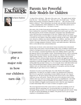 Parents Are Powerful Role Models for Children