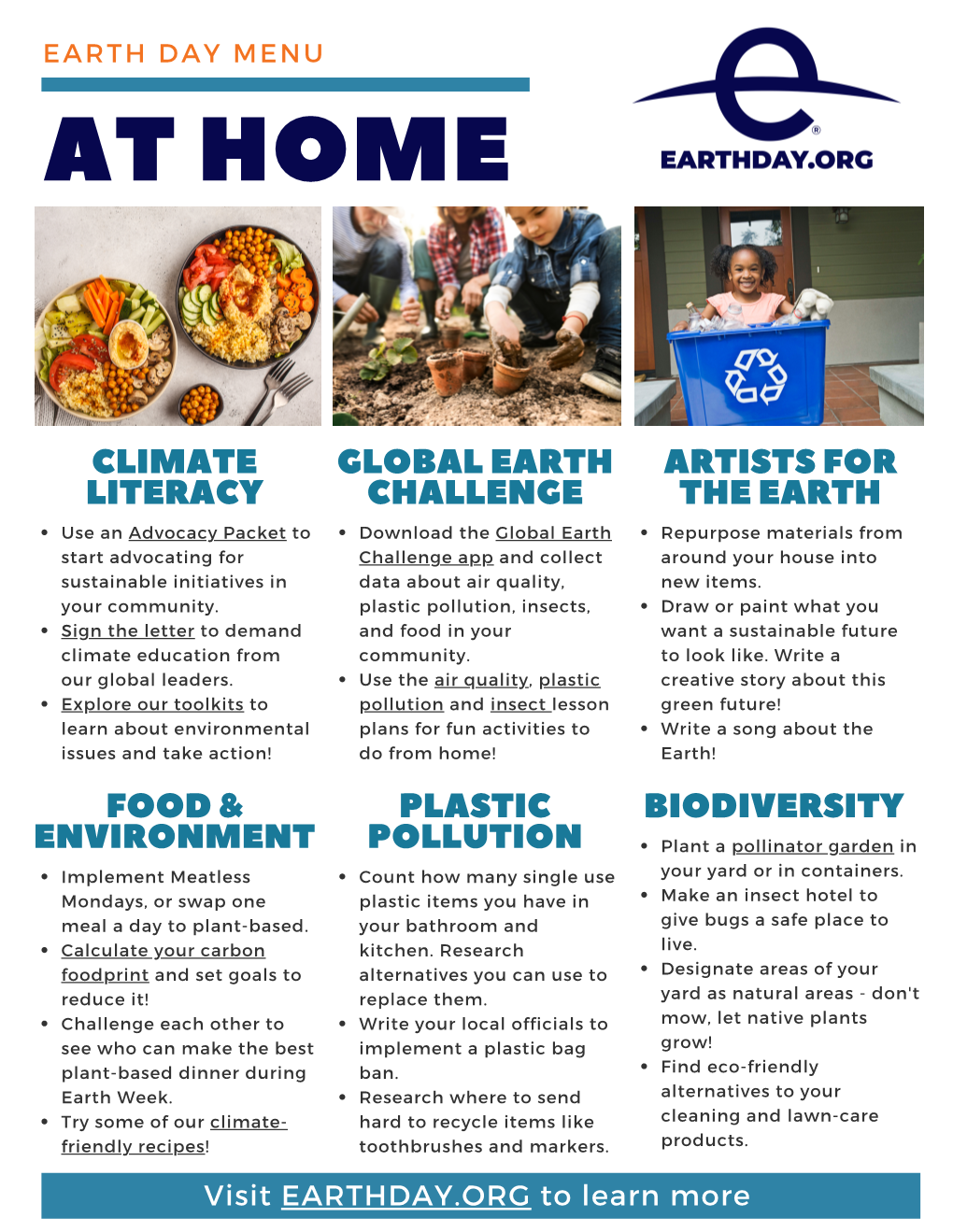 Earth Day At-Home Menu