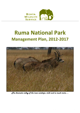 Ruma National Park Management Plan, 2012-2017