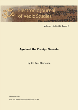 Agni and the Foreign Savants