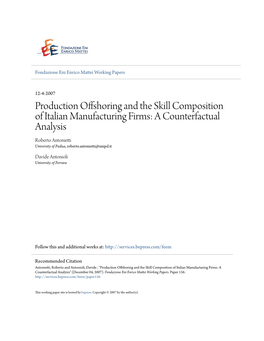 Production Offshoring and the Skill Composition of Italian