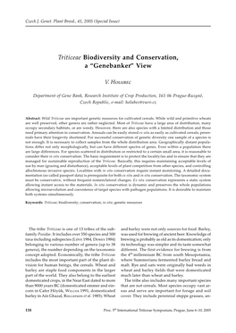 Triticeae Biodiversity and Conservation, a “Genebanker” View