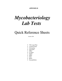 Mycobacteriology Lab Tests