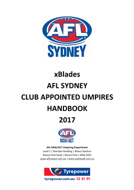 Xblades AFL SYDNEY CLUB APPOINTED UMPIRES HANDBOOK 2017