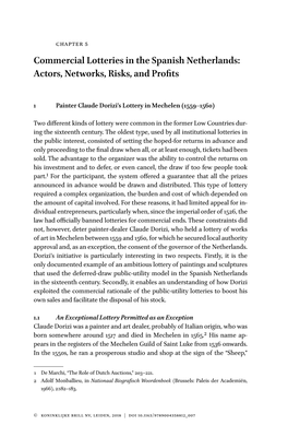 Commercial Lotteries in the Spanish Netherlands: Actors, Networks, Risks, and Profits