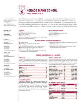 Horace Mann School School Profile 2014–15