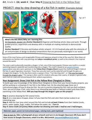 Art, Grade 6 ,Q4, Week 4 | Due: May 8 Drawing Koi Fish in the Yellow River
