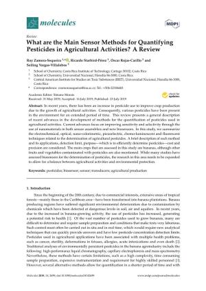What Are the Main Sensor Methods for Quantifying Pesticides in Agricultural Activities? a Review