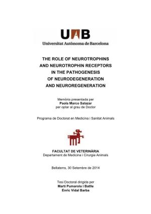 The Role of Neurotrophins and Neurotrophin Receptors in the Pathogenesis of Neurodegeneration and Neuroregeneration