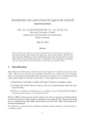 Introduction Into Quaternions for Spacecraft Attitude Representation