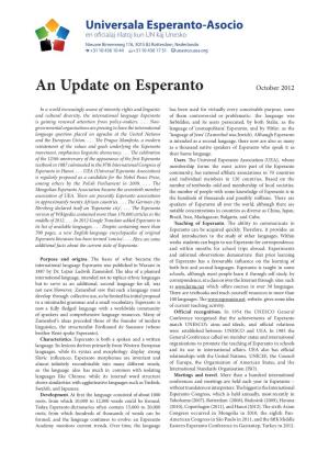 An Update on Esperanto October 2012