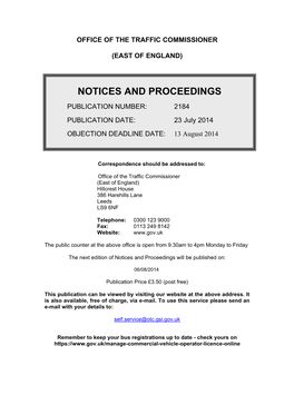 Notices and Proceedings 23 July 2014