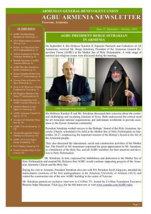 Agbu Armenia Newsletter Issue 27, September - October, 2013