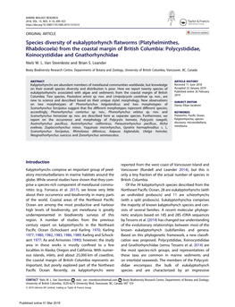 Species Diversity of Eukalyptorhynch Flatworms (Platyhelminthes, Rhabdocoela) from the Coastal Margin of British Columbia: Polyc