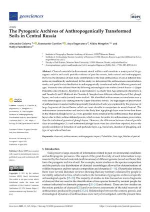 The Pyrogenic Archives of Anthropogenically Transformed Soils in Central Russia