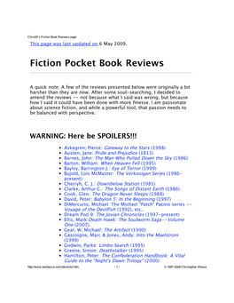 Fiction Pocket Book Reviews