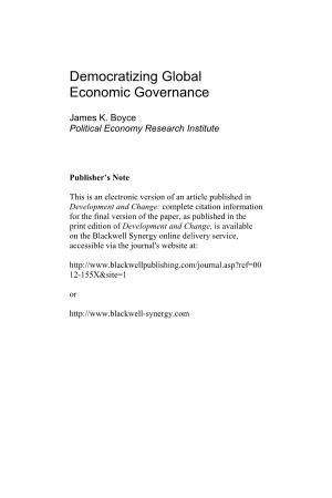 Democratizing Global Economic Governance