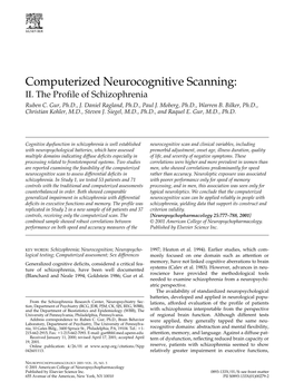 Computerized Neurocognitive Scanning: II