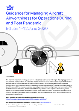 IATA Guidance Managing Aircraft Airworthiness During and Post