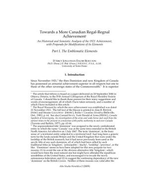 Towards a More Canadian Regal-Regnal Achievement1