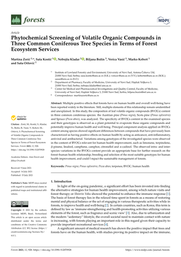 Phytochemical Screening of Volatile Organic Compounds in Three Common Coniferous Tree Species in Terms of Forest Ecosystem Services