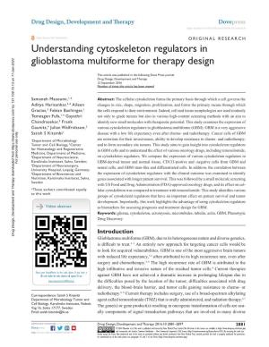 Understanding Cytoskeleton Regulators in Glioblastoma Multiforme for Therapy Design