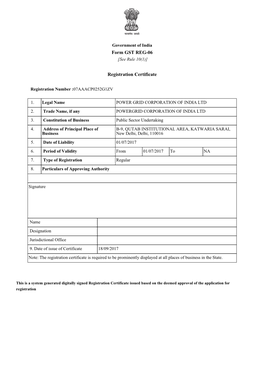 Form GST REG-06 Registration Certificate