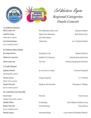 Cal-Western Region Regional Categories Finals Concert
