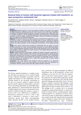 Bacterial Biota of Women with Bacterial Vaginosis Treated with Lactoferrin: an Open Prospective Randomized Trial Alessandra Pinoa, Giuliana Giuntab, Cinzia L