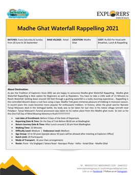 Madhe Ghat Waterfall Rappelling 2021