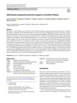 GISH-Based Comparative Genomic Analysis in Urochloa P. Beauv