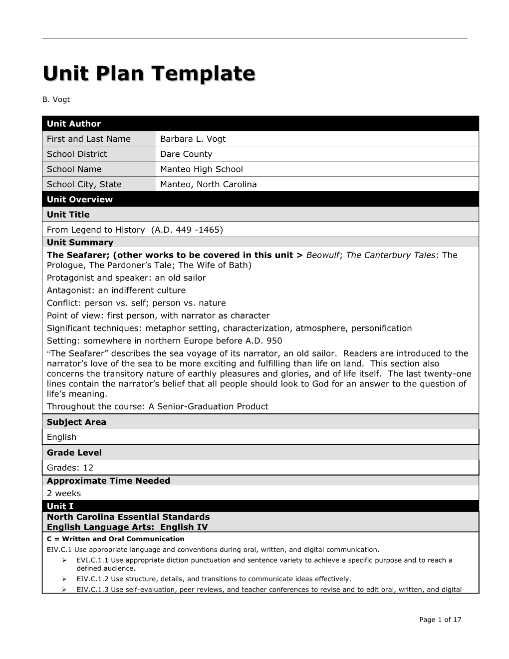 Unit Plan Template s13