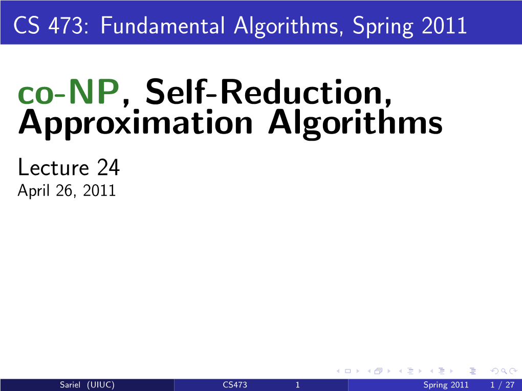 CS 473: Fundamental Algorithms, Spring 2011