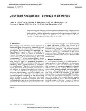 Jejunoileal Anastomosis Technique in Six Horses