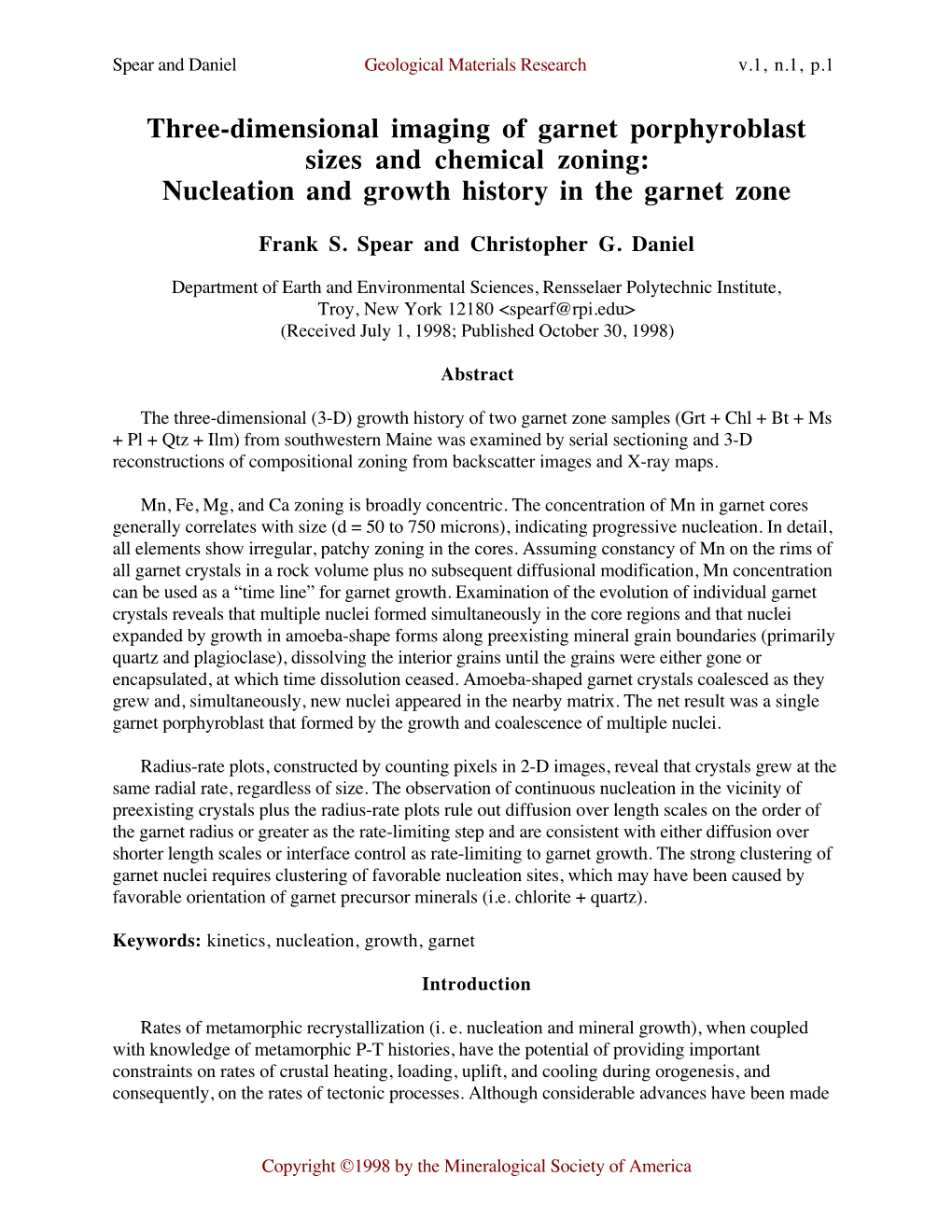 Nucleation and Growth History in the Garnet Zone