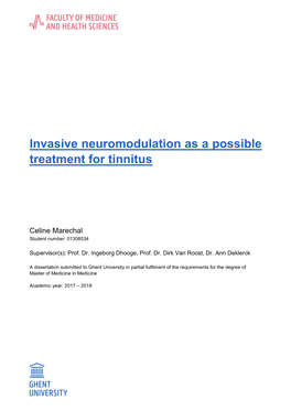 Invasive Neuromodulation As a Possible Treatment for Tinnitus