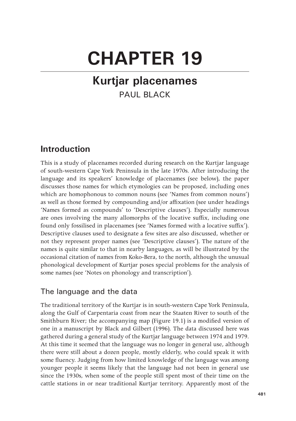 Kurtjar Placenames PAUL BLACK