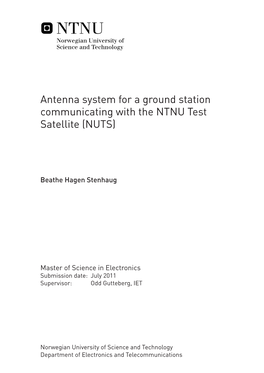 Antenna System for a Ground Station Communicating with the NTNU Test Satellite (NUTS)