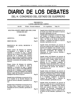 Diario De Los Debates Del H