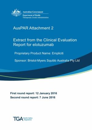 Auspar Attachment 2: Extract from the Clinical Evaluation Report for Elotuzumab