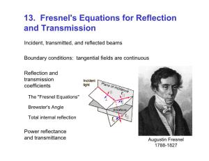 13. Fresnel's Equations for Reflection and Transmission